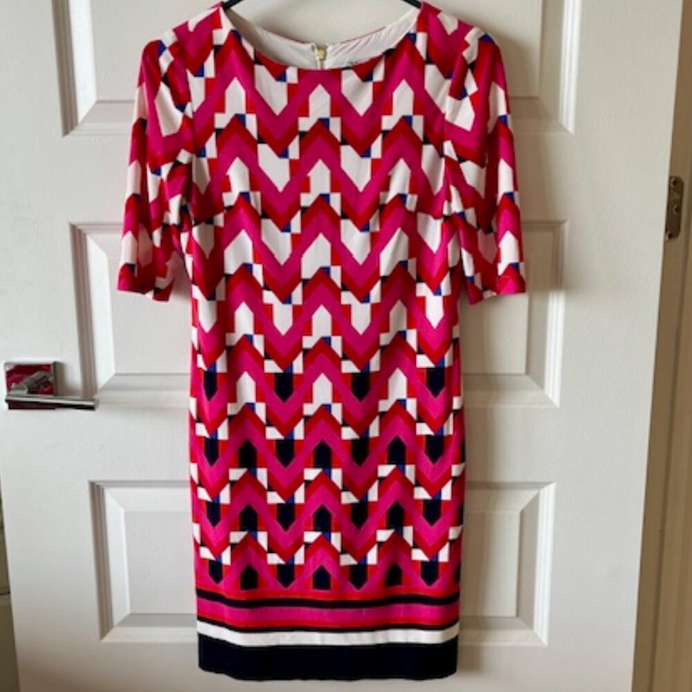 Eliza J Pink Geo Pattern Shift Dress